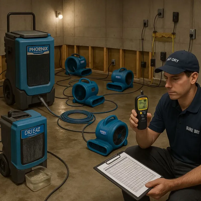 Structural Drying and Dehumidification process in South Bloomfield, OH